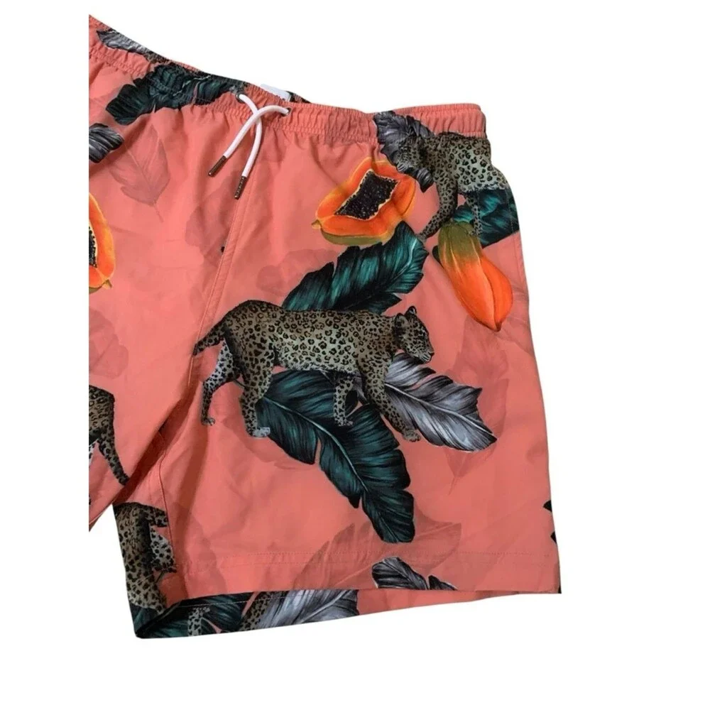 Mavrans Fruta Bomba Swim Shorts XXL Men's Pink Panther & Papaya Print Beach Surf